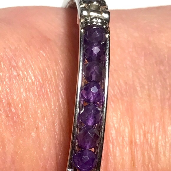 🌹Amethyst Beaded Bangle Bracelet - Picture 8 of 9